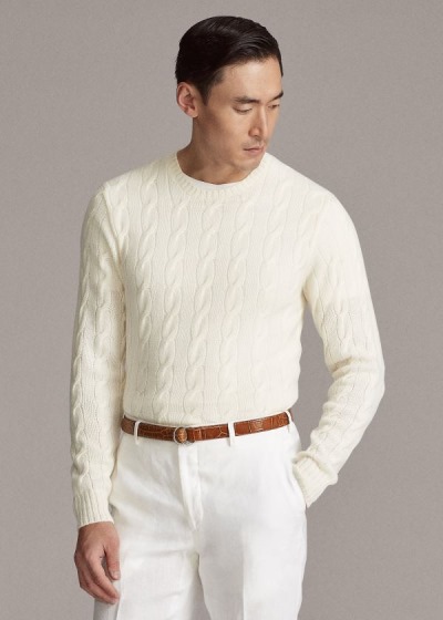 Sueter Ralph Lauren Hombre Creme - Cable-Knit Cashmere - YXCTF8162